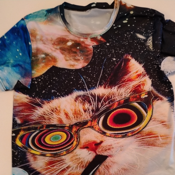 Galaxy Rainbow Space Cat T-Shirt (L) two sided print - Picture 7 of 15
